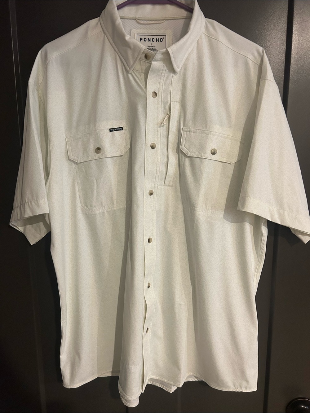 white mens poncho brand button down